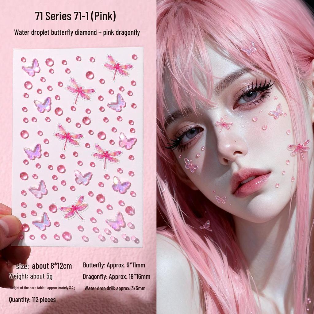 Children's Rhinestone Rose Diamond Face Stickers for Concert Makeup & Styling