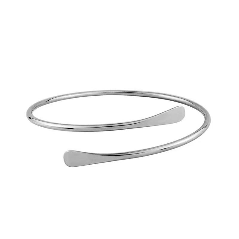 

European & American Style Adjustable Metal Bracelet: Simple, Unique Design for Women білий