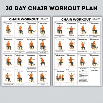 Pôster de Exercícios de Cadeira de Tai Chi para Idosos e Iniciantes 2 Peças 10x8 Polegadas Pôster de Cronograma de Fitness Sem Moldura com Poses Sentadas Suaves