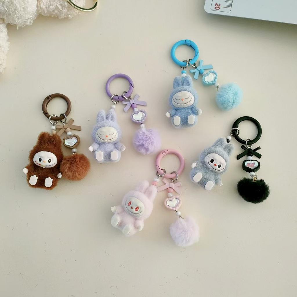 Keychain Change Baby Cute Grain Car Bag Pendant Mini Sitting Flocking Mobile Phone Chain Pull