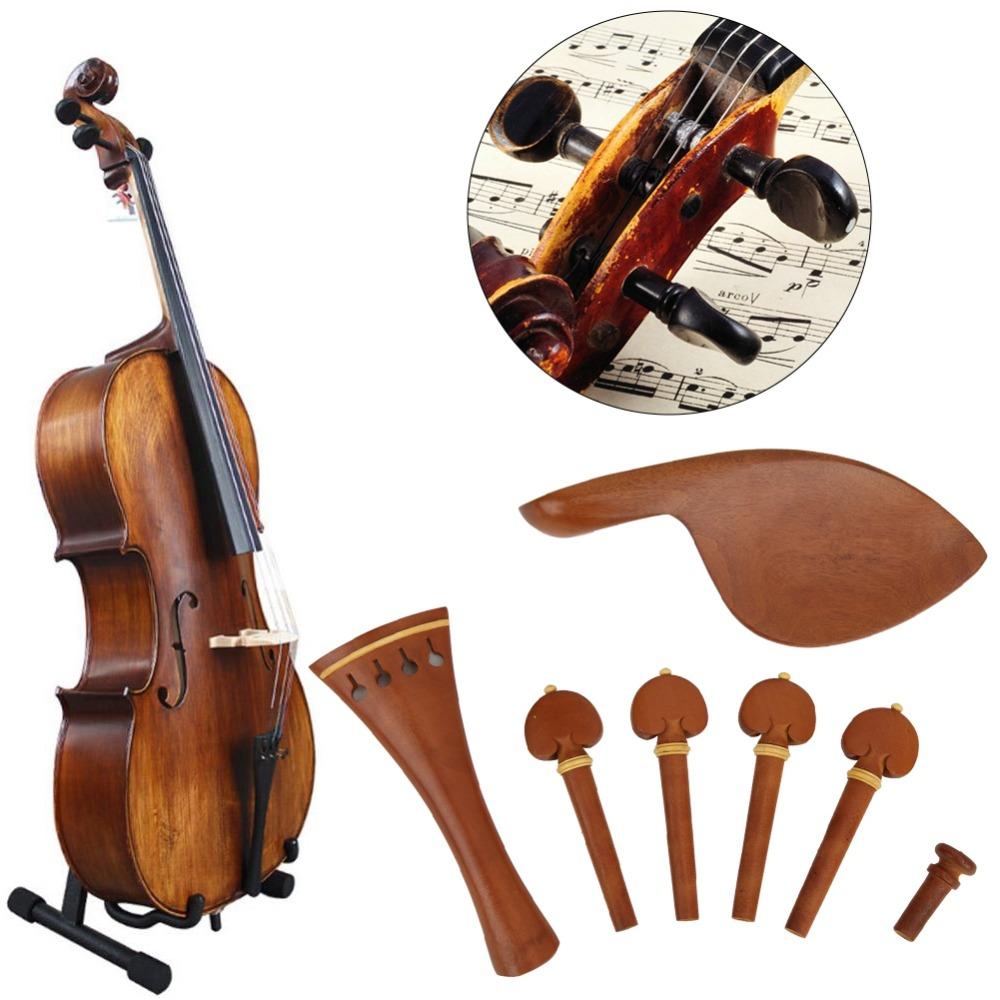 Wooden Color Violin Tailpiece Set Jujube Wood Violin Chin Rest  Violin Replacement