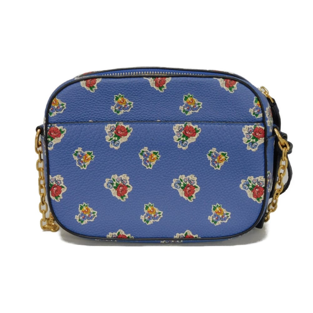Used McGraw Floral Camera Bag (10833) 64449 7921 Floral Multicolor Chain Shoulder Bag with Double T Logo Blue Women's