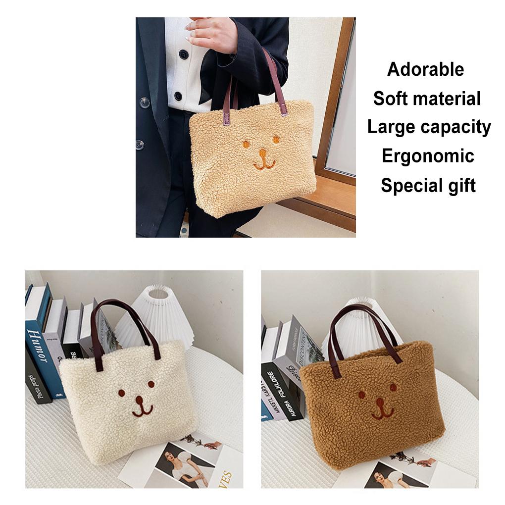 Plush Single Shoulder Bag Large Capacity Tote Handbag Notebook Phone Wallet Umbrella Sundries Pouch Shopping Party College