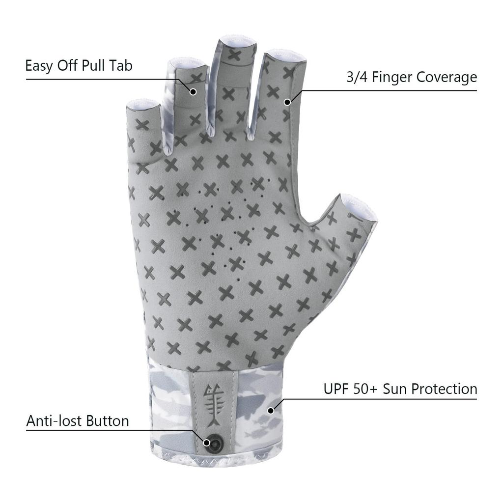 BASSDASH Angeln UPF Unisex Handschuhe, 3/4 Finger, 50+, Rutschfest,
