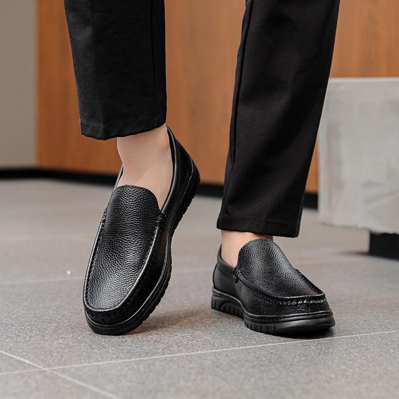 New Arrival Men's Soft Sole Leather Shoes Autumn Top Layer Cow Leather Business Casual Shoes For Middle-Aged Fathers Live Broadc