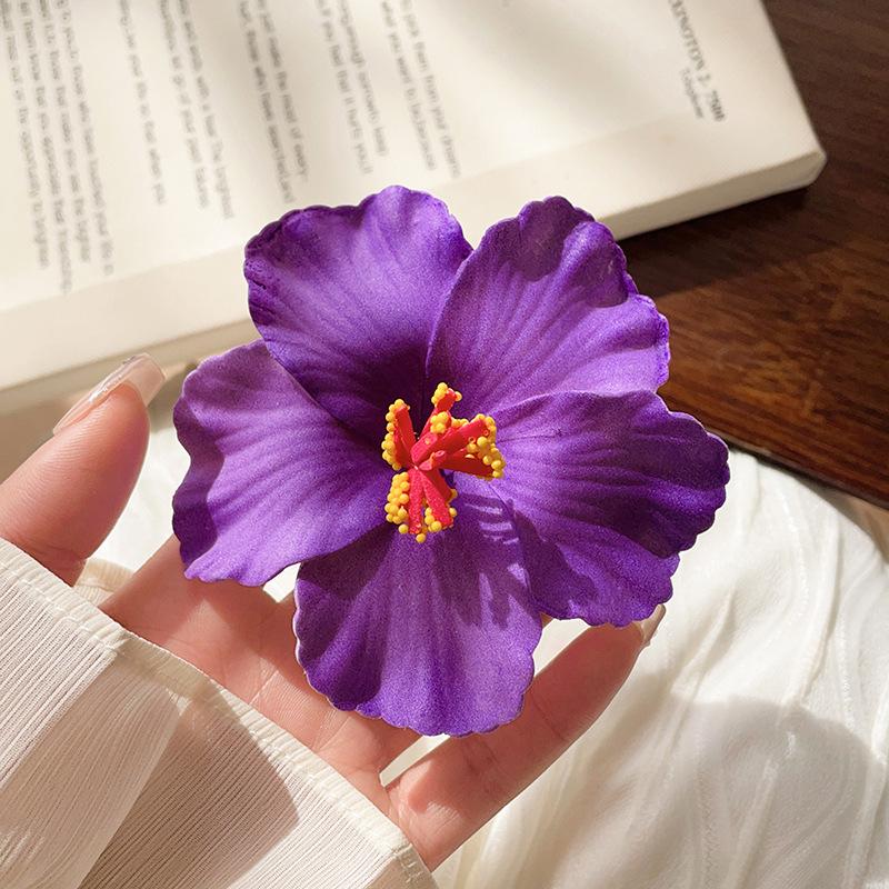 Seaside Holiday Artificial Flower Hair Clip for Women Temperament Bangs Clip Side Duckbill Clip Hairpin Girl Hair Accessories