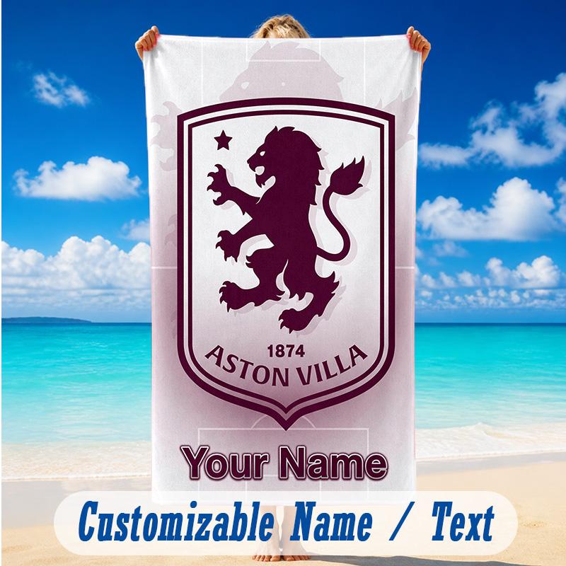 Beach Towel Custom Name Text, Quick Dry Large Towel For Beach HomeAston Villa