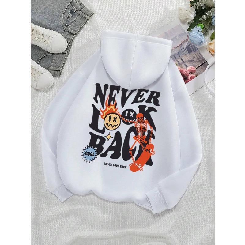 Never Look Back Creative Smile Skull Hoodies Women Warm Comfortable Sweatshirt Loose Hip Hop Street Clothes Loose Hoody Hoodies & Sweatshirts Women’s