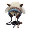 Knitting Hat Windproof Warm Solid Color Elastic Thermal Lamb Ear Design Winter Hat Cold Weather Headwear