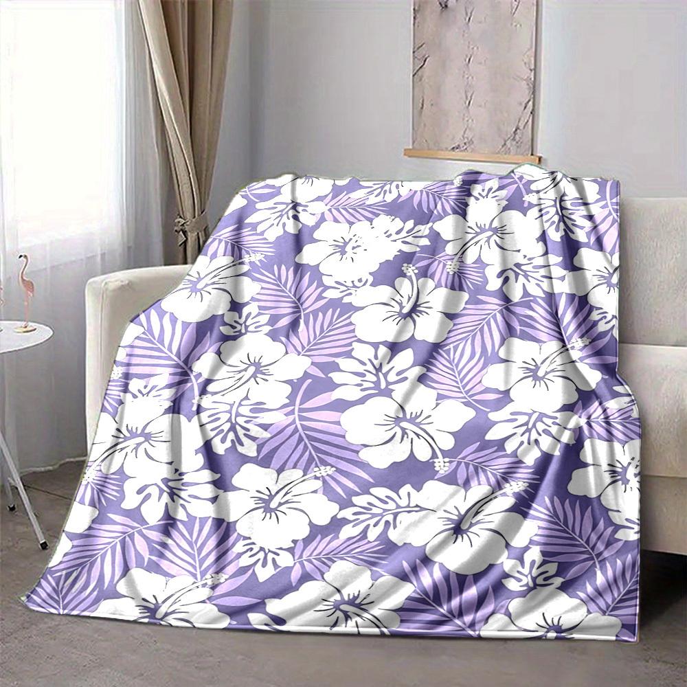 1pc Hawaiian-floral-pattern Blanket Warm, Cozy, And Soft, Suitable for Sofas, Beds, Cars, And Office Use.Perfect for Camping And Travel, Making It a G