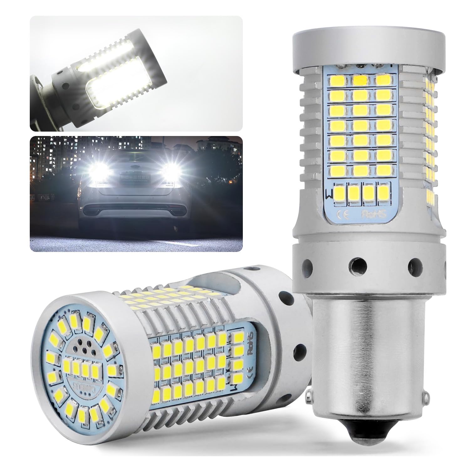 

MAZERO Суперяркая задняя лампа S25 LED Одинарный белый свет Белый 1156 BA15S P21W Одинарная лампа LED Задняя лампа Стоп-сигнал Канселлер 12В 6000К Автомобильный тюнинг белый