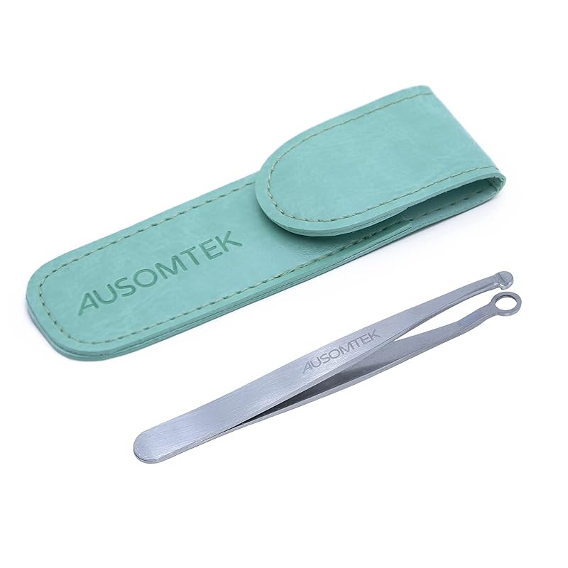 

[Upgraded version] AUSOMTEK Nose and ear hair trimming tweezers, eyebrow grooming scissors, eyelash clipper, stainless steel grooming scissors, safe