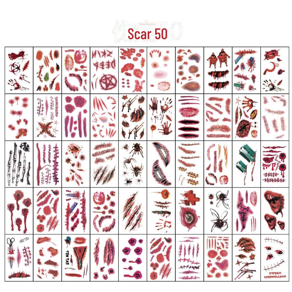 Halloween Bleeding Bite & Tooth Mark Scar Stickers for Face