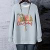 Ladies' Christmas Printed Round Neck Long Sleeved T-shirt Sweatshirt Top