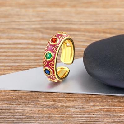 

Nidin Ins Popular New Bohemian Rainbow Rhinestone Filled Rings For Women Fashion Open Adjustable Jewelry Party Anniversary Gift фиолетовый
