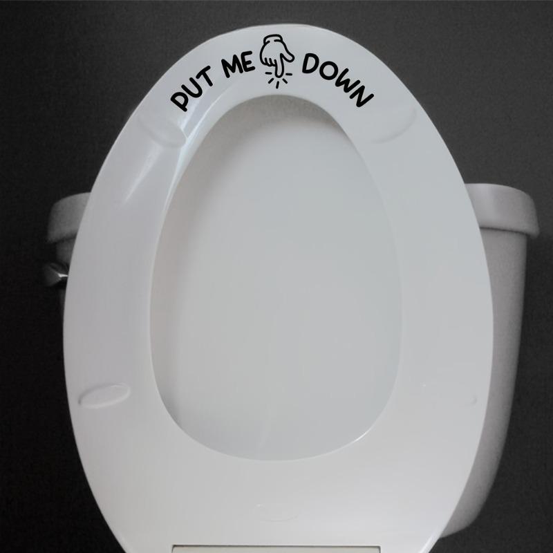 2Pcs Funny Toilet Sticker PUT ME DOWN with Hand Gesture Vinyl Removable Decal for Bathroom Home Decor Gift Idea Playful Design