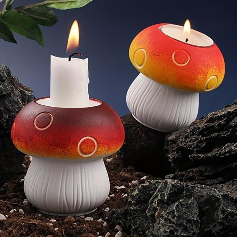 Mushroom Candle Silicone Mold 3D Mushroom Candlestick Silicone Mold Diy Handmade Vase Plaster Resin Candle Holder Home Decor