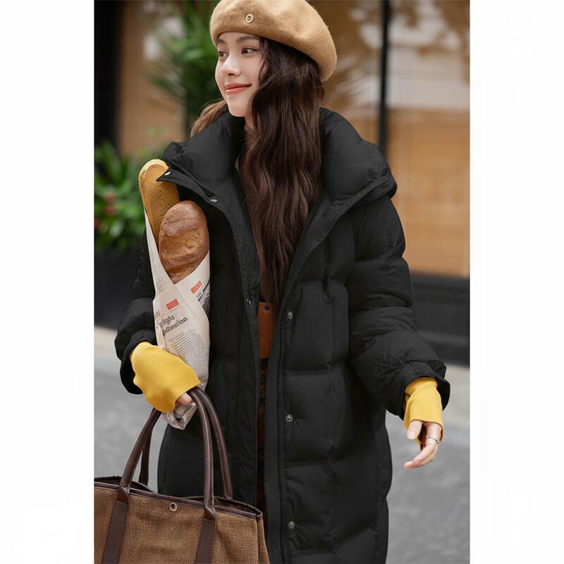 Mocana Women's Long Hooded 90% White Duck Down Puffer Jacket