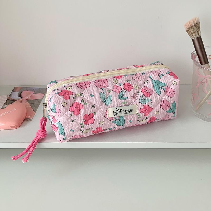 Kawaii Oxford Stationery Bag Pouch Back To School Pencil Case INS Pink Sweetheart Bow Aesthetic Stationery School Supplies