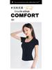 2025 Summer Slim Fit Women's Square Neck T-Shirt - Solid Color, Short Sleeves, Exposed Clavicle, Cotton Blend