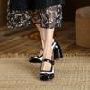 Fashion Spring/Fall Shoes Women Round Toe Chunky Heel Mary Janes Shoes Mixed Colors Women Pumps Patent Leather Shoes Classics High Heels