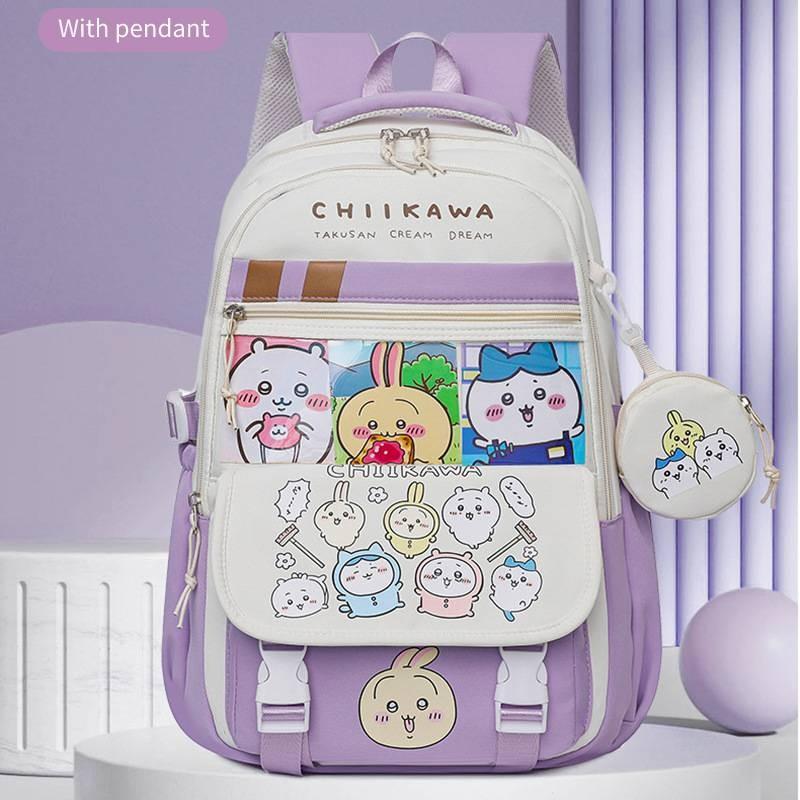 Large Capacity Chiikawa Nylon Backpack With Pendant Unisex Student Leisure Gifts