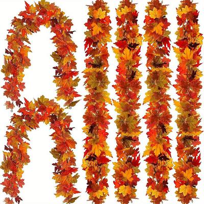 Ghirlanda di foglie d'acero autunnali artificiali da 2 m, piante finte, decorazioni autunnali, foglie di vite per il Ringraziamento, Halloween, feste, decorazioni per matrimoni