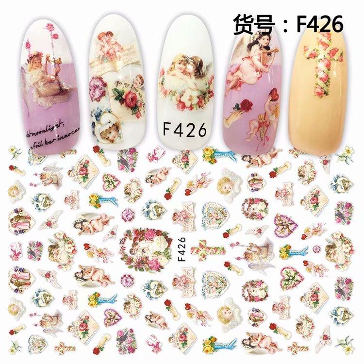 Self Adhesive Flower Unicorn Pattern Nail Art Decorations Stickers And Decals Acrylic Manicure Nails Supplies Tool HQ
