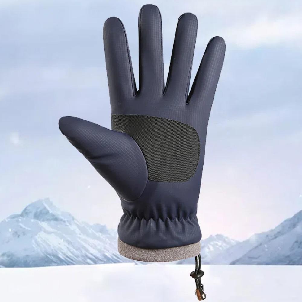 Drawstring Rope Skiing Gloves PP Cotton Waterproof Mittens Gift Plush Thickened Gloves  Winter