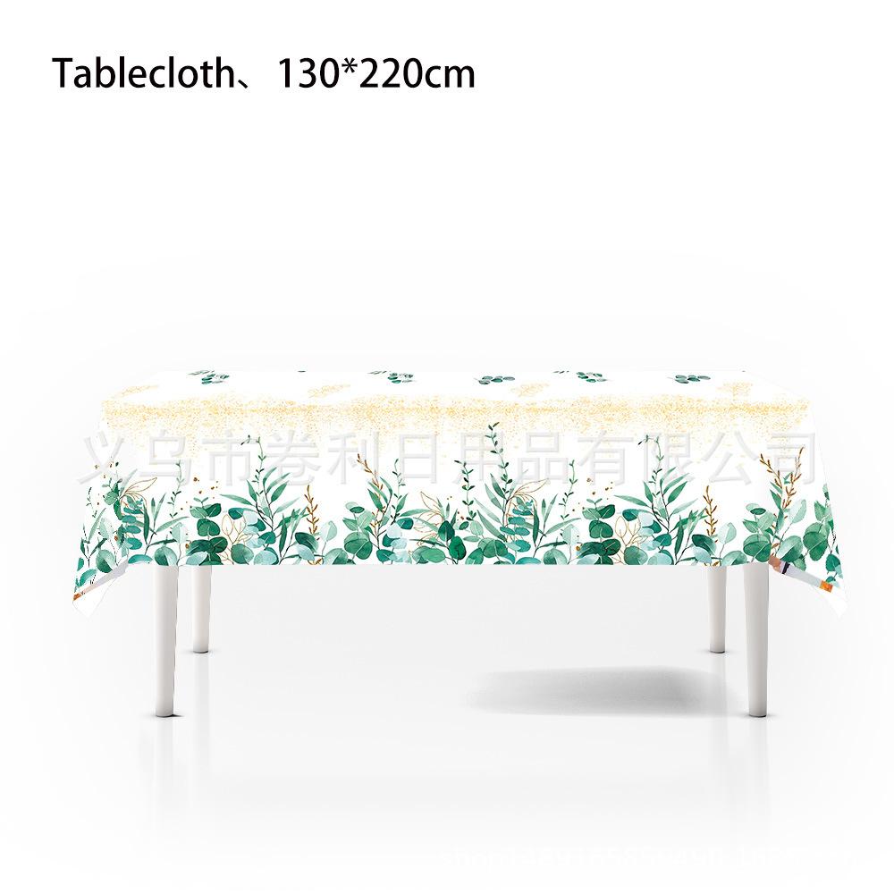 Eucalyptus Leaf Party Supplies Paper Plate Set Disposable Paper Plate Paper Cup Party Decoration Fresh Pastoral Style