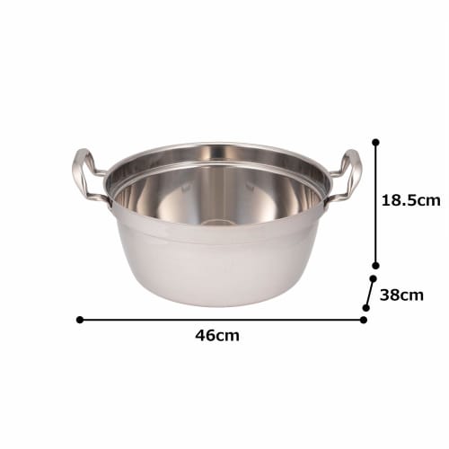 Endo Shoji TKG Power Denji Series Two-Handled Cooking Pot, Material: Molybdenum Stainless Steel, Rust-Resistant, Durable, and Hygienic, Outer Diameter