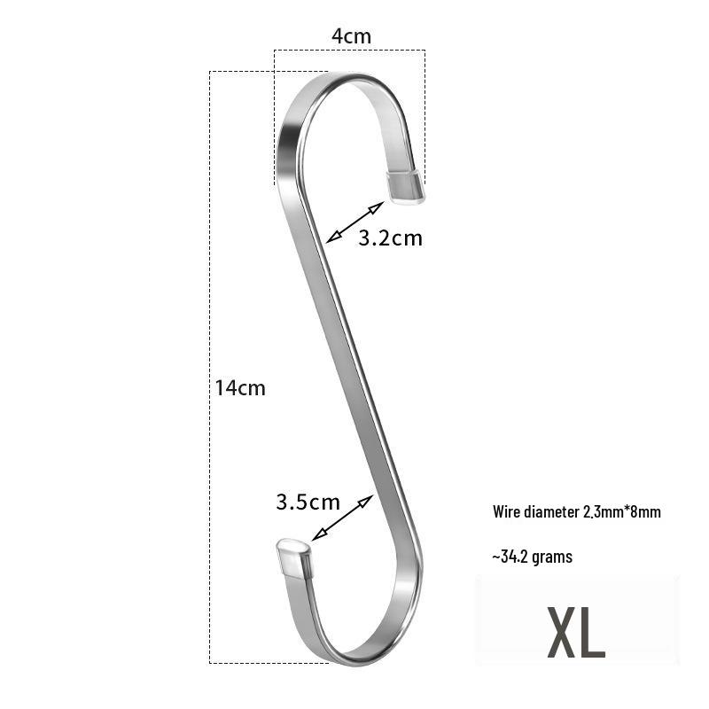 Stainless Steel S-Shaped Storage Hooks for Kitchen and Bathroom