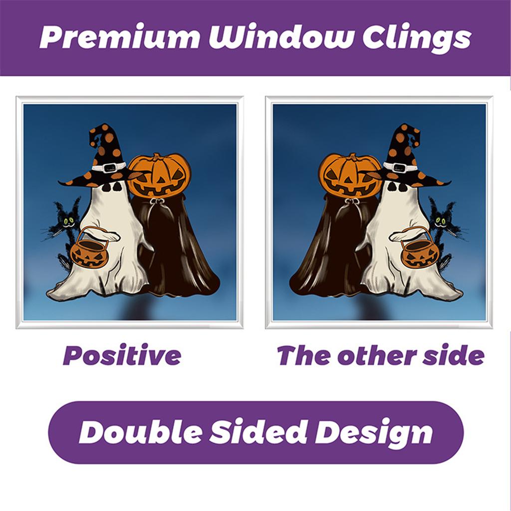 Halloween Window Clings Set Vintage Ghostly Pumpkins Bat Gnomes Decals Stickers for Home Glass Decors and Party Supplies