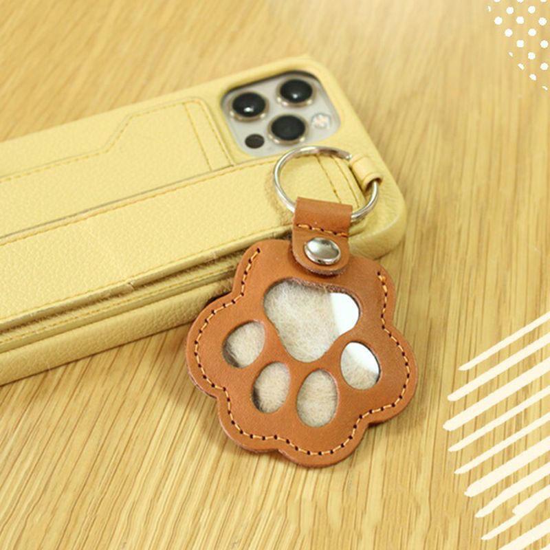Exquisite Leather Pet Fur Keychain: Cute Cat & Dog Hair Bag Charm Ornament
