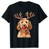 Doodle Dog Red Nose Christmas Funny Pet Tshirts Men Fashion Print Tshirt Loose Oversized Streetwear Hip Hop Unisex T Shirt