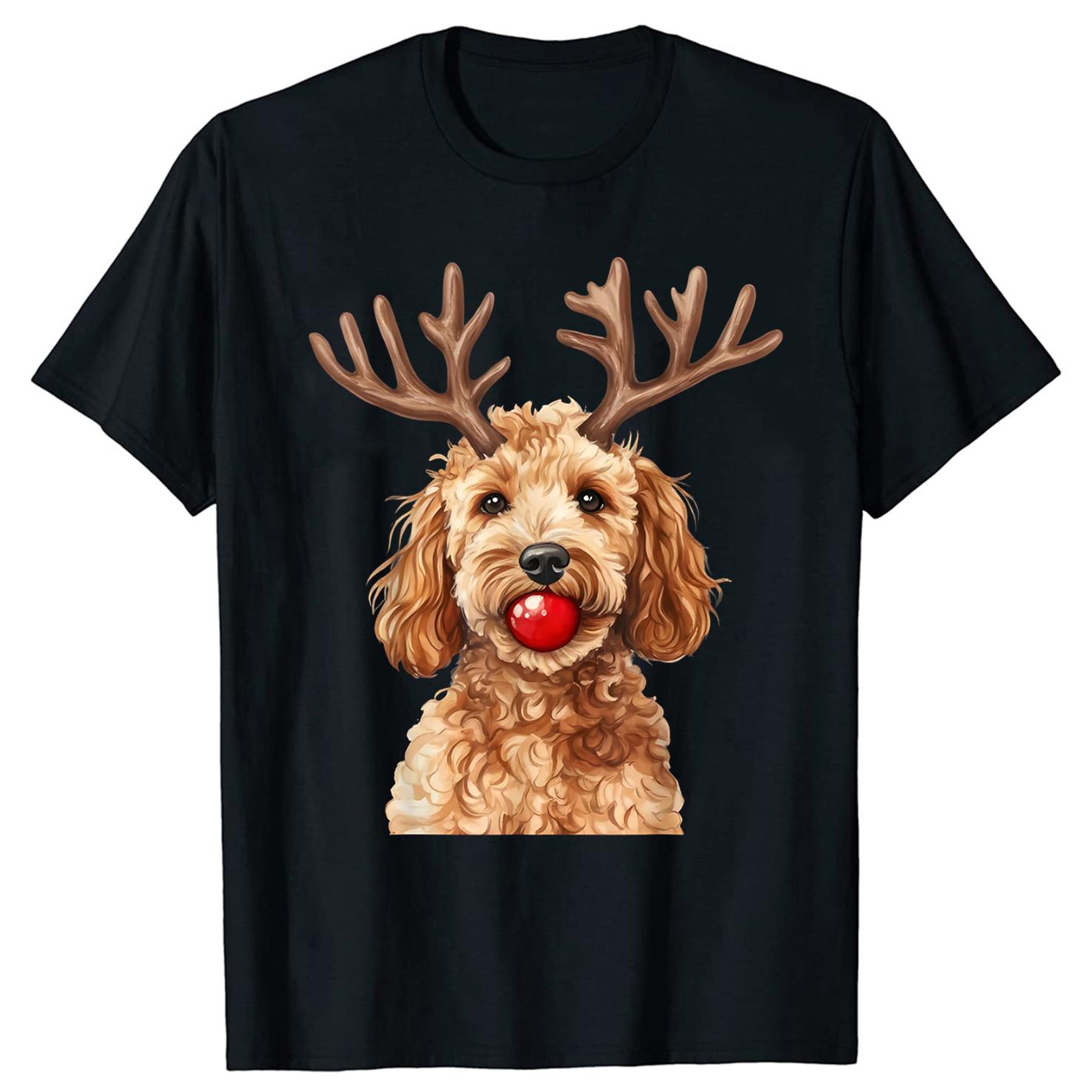 

Doodle Dog Red Nose Christmas Funny Pet T-shirts Men Fashion Print Tshirt Loose Oversized Streetwear Hip Hop Unisex T Shirt -... 5XL різнокольоровий