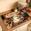 1Pcs Dish Rubber Drying Mat With Coffee Themed Print  For Coffee Shop Restaurant Kitchen Carpet Tableware Durable Diatom Mud Table Mat Coffeeware