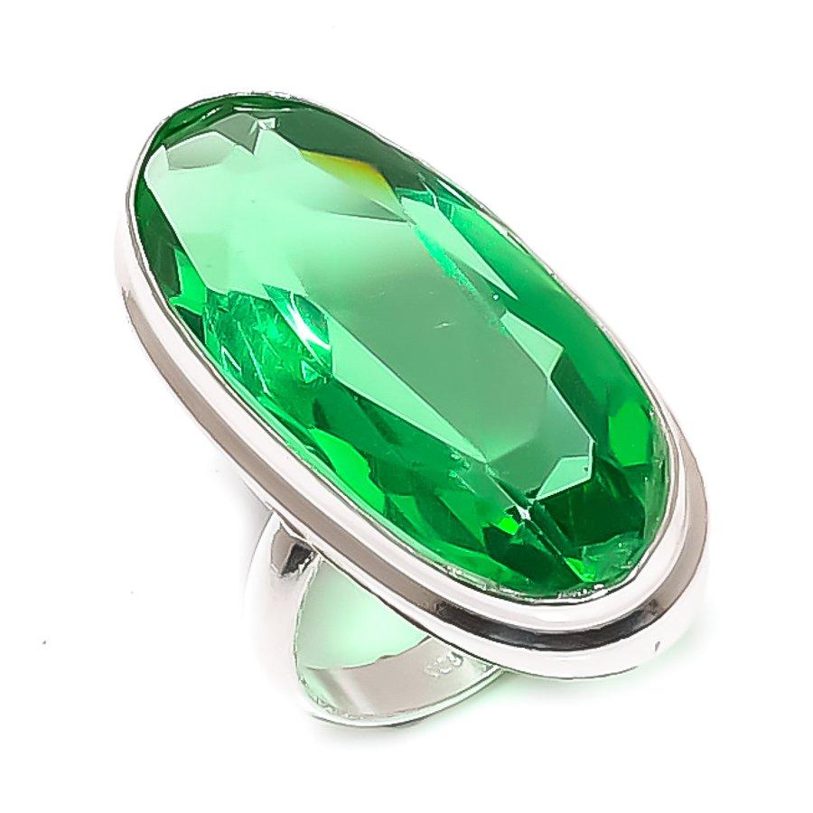 

Натуральный цаворит, драгоценный камень, ручная работа, украшение из стерлингового серебра 925 пробы, кольцо, размер 6 W5t94