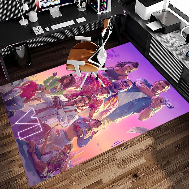 Game Grand Theft Auto Print Area Rug - Soft, Washable Non-Slip Indoor Mat for Office Chairs, Living Room, Home Office Decorative Rug