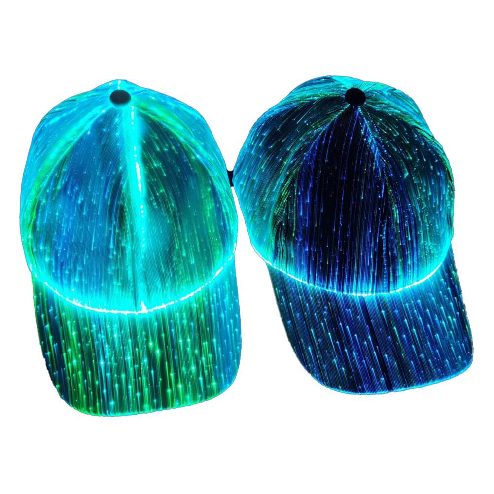 Halloween Farbwechselnde LED Leuchtmütze Weihnachten Glasfaser Baseballkappe Hip Hop Mütze