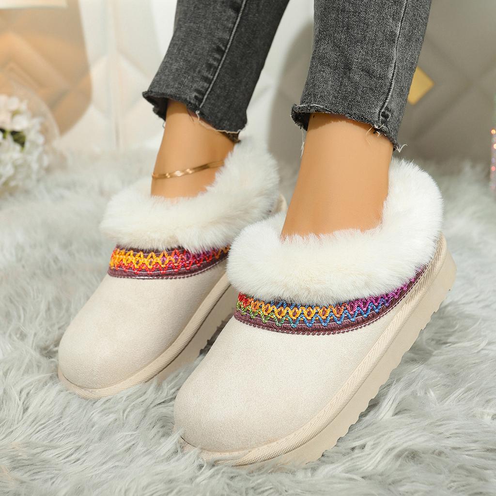 European and American Large-size Snow Boots for Women's Winter New Short Tube Color Warm and Velvet Thickened Versatile Snow Shoes