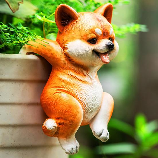 Dog Ornament Resin Animal Dog Figurine Bonsai Mini Plants Garden Hanging Pot Decor Decoration