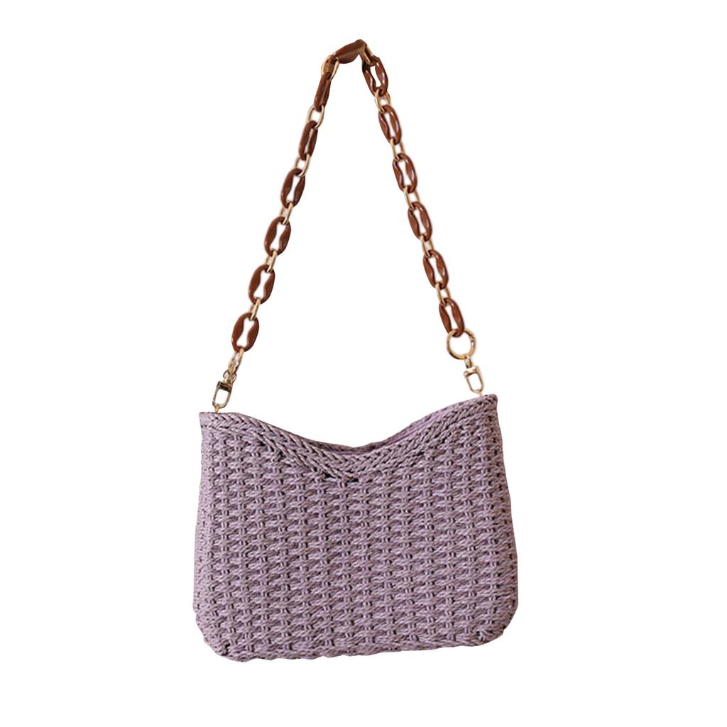 Straw Woven Shoulder Bag For Women Small Summer Beach Travel Crossbody Handbag Classical Satchel Purse