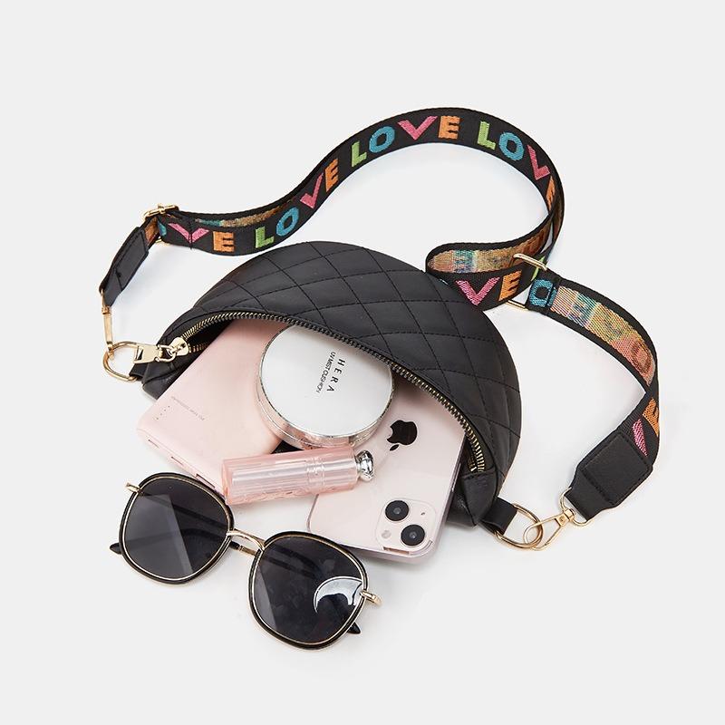 Fashion embroidered rhombus crossbody zipper fanny pack casual women's bag