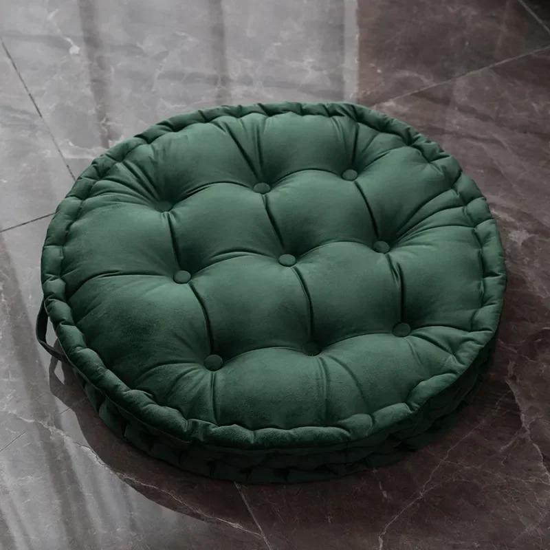 60x60cm Nordic Plain Velvet Tatami Round Cushion Pillow Thickened Winter Sofa Back Cushion Floor Meditation Cushion Futon Round
