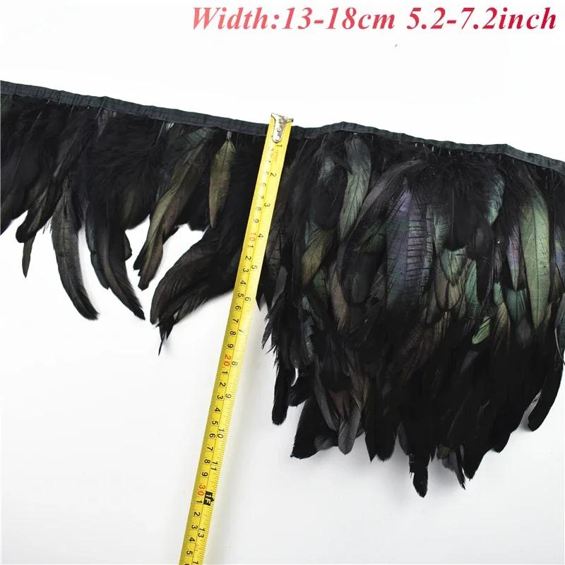 1Meters White Black Pheasant Feathers On Tape Ribbon Turkey Ostrich Fringe Feather Trim Goose Marabou Sewing Clothes DIY Plumes