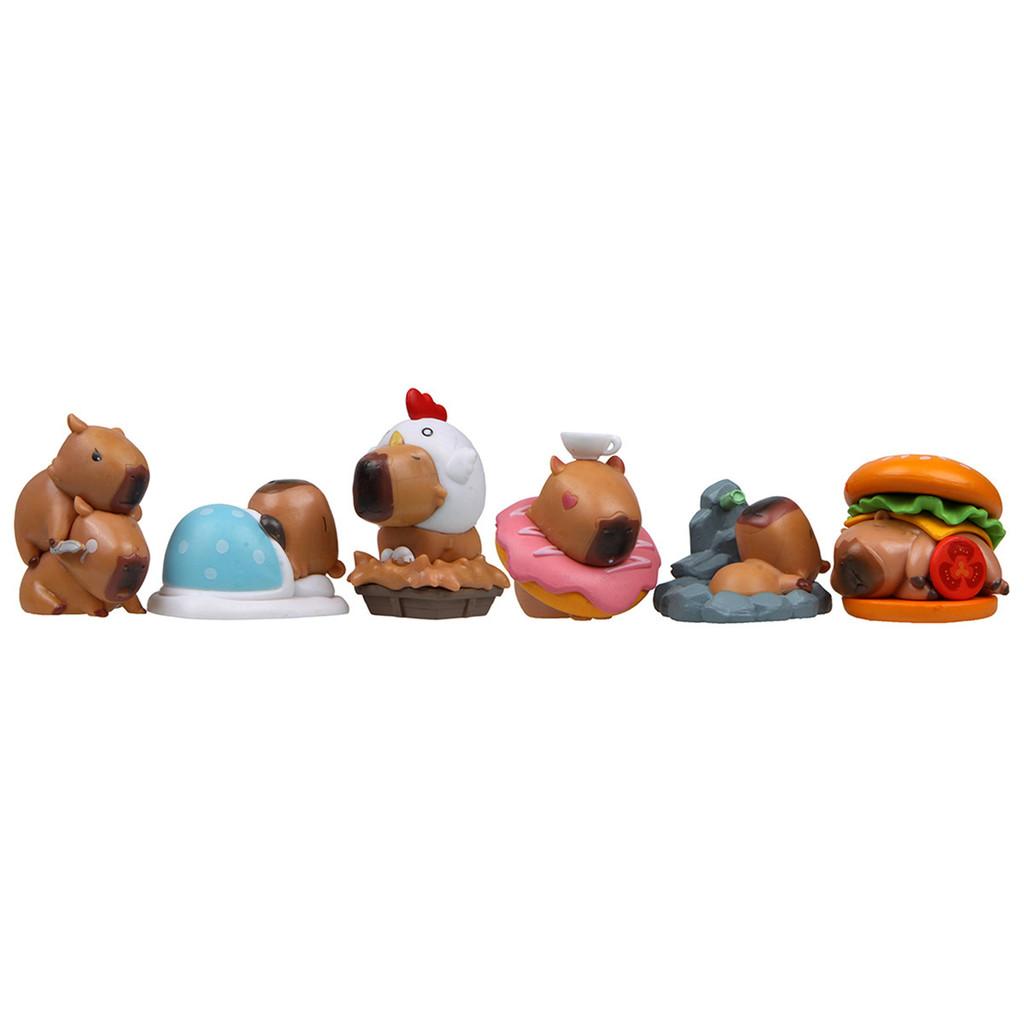 Capybara Pvc Figurine With Hamburgers Doughnut And Sleeping Designs For Home Office Decor Collectors Edition Gift For Teens