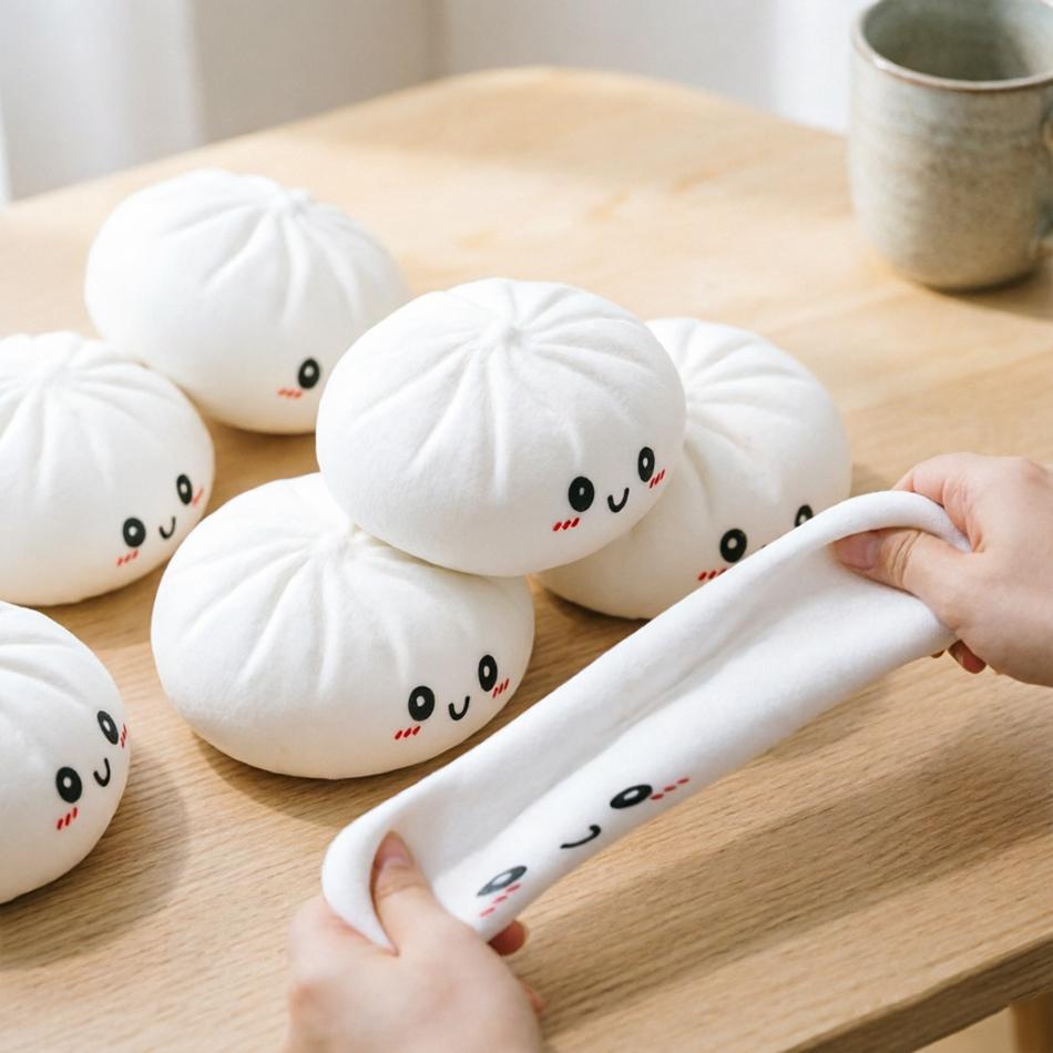 Discover Intime Unisex White Dumpling Cha Siu Bao Squishes Stress Balls Reusable Tall Rebound Decompression Playthings Home Decoration One-Of-A-Kind Birth Date Present