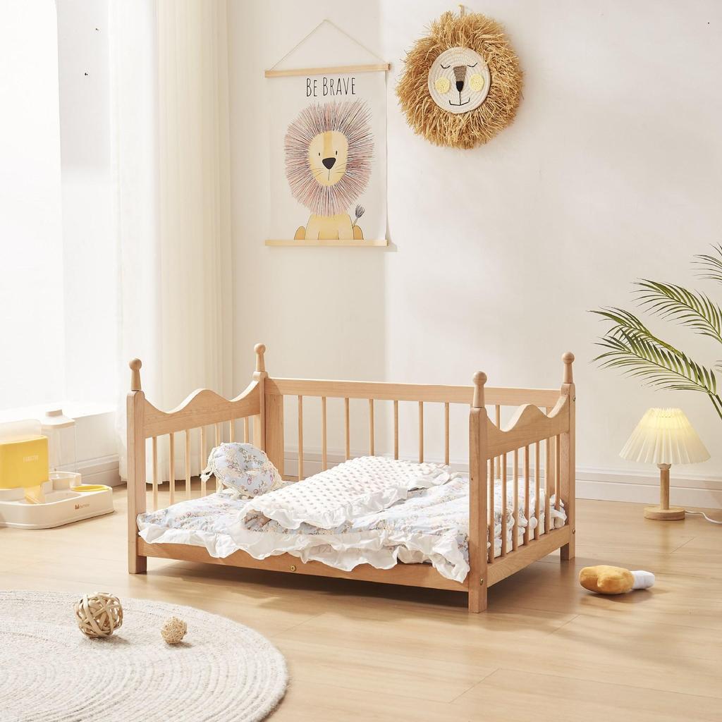 Four Seasons Removable Washable Wooden Doghouse Bed for Small to Medium Dogs