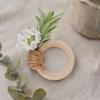 Boho Dining Accessories Artificial Rosemary Napkin Rings Farmhouse Wooden Napkin Holders Rustic Faux Flower Rings for Wedding